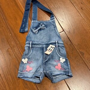 Denim Kids Overalls with Butterfly Accents